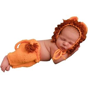 Orange Knit Lion Costume for Kids